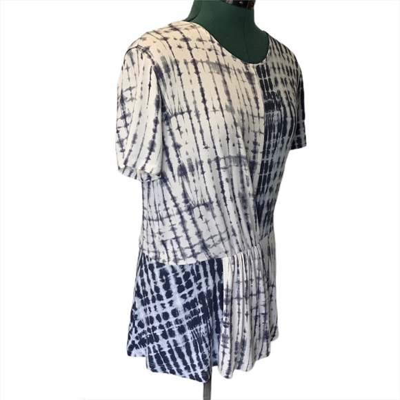 DKNY White and Blue Patterned Colour Blocked Top M - Picture 9 of 14